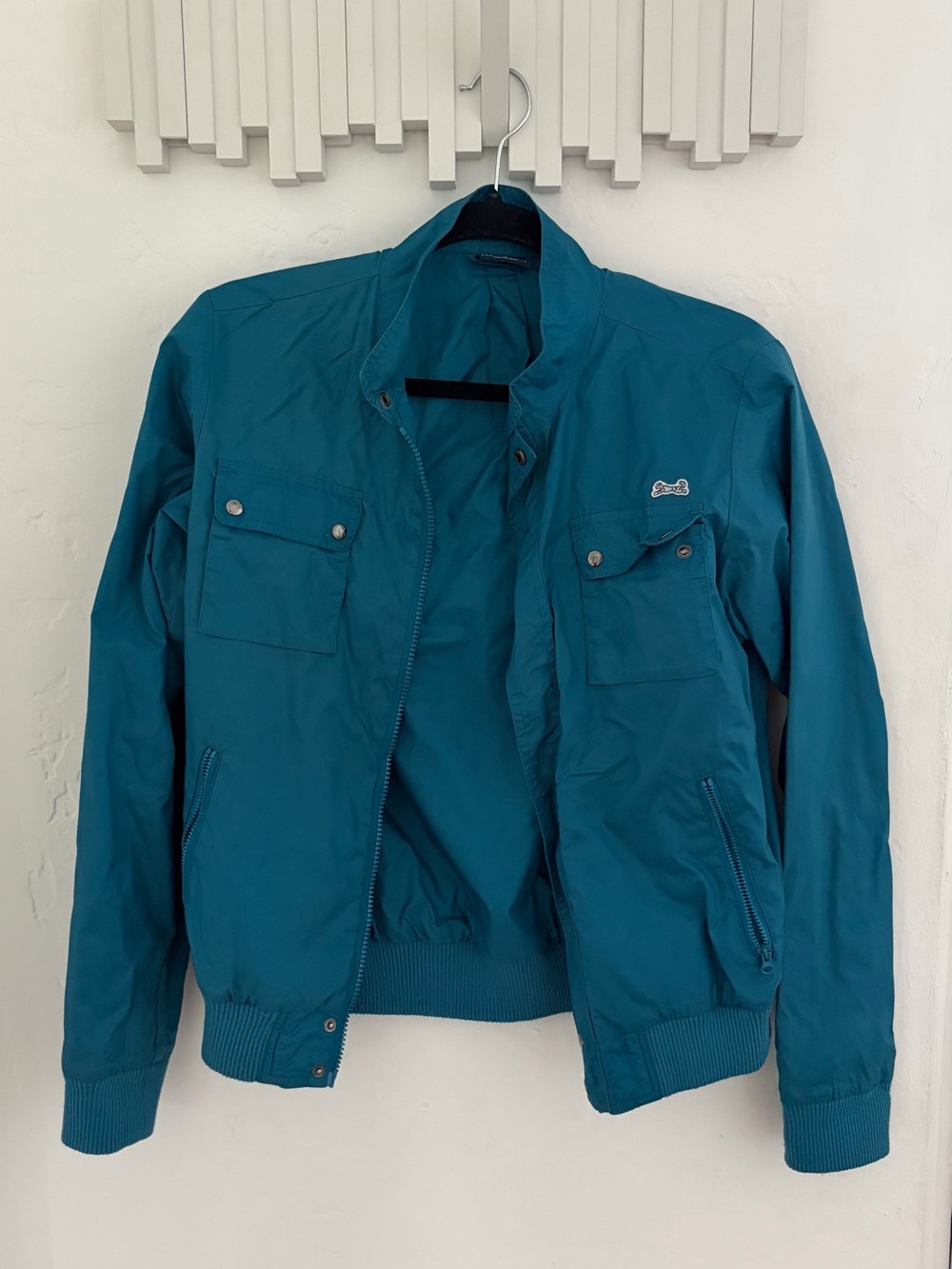 Vintage Le Tigre Teal Windbreaker Bomber Jacket